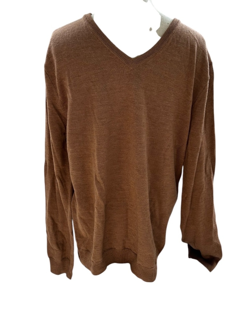 J. Crew SLIM merino wool light brown classic v-neck mens sweater L